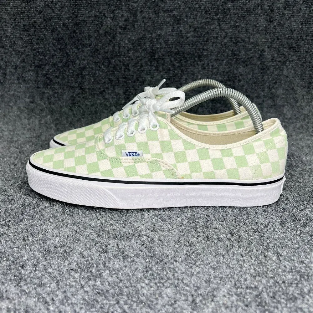 Vans Authentic Shoes Women's 10.5 Off White Mint Green Checkerboard Low Sneakers